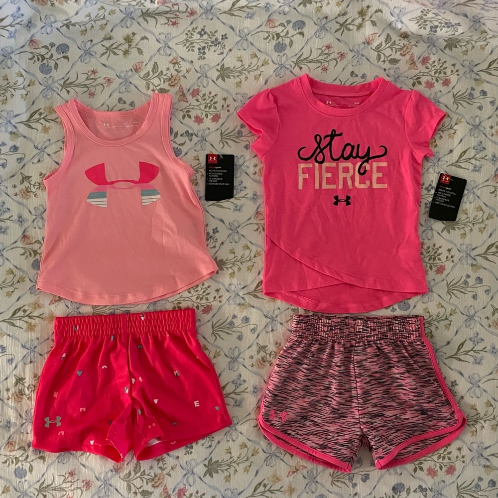 Under Armour pink 2-piece baby girl set size 12-18 m and 24 m bundle - NWT